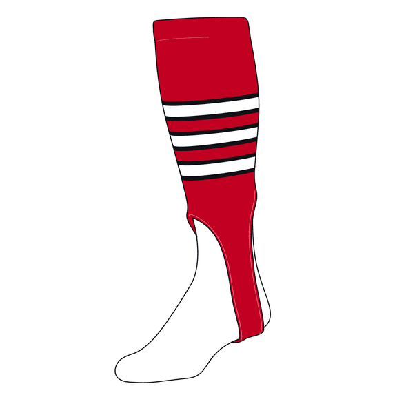 TCK Baseball Stirrups Large (300D, 7in) Red, Black, White