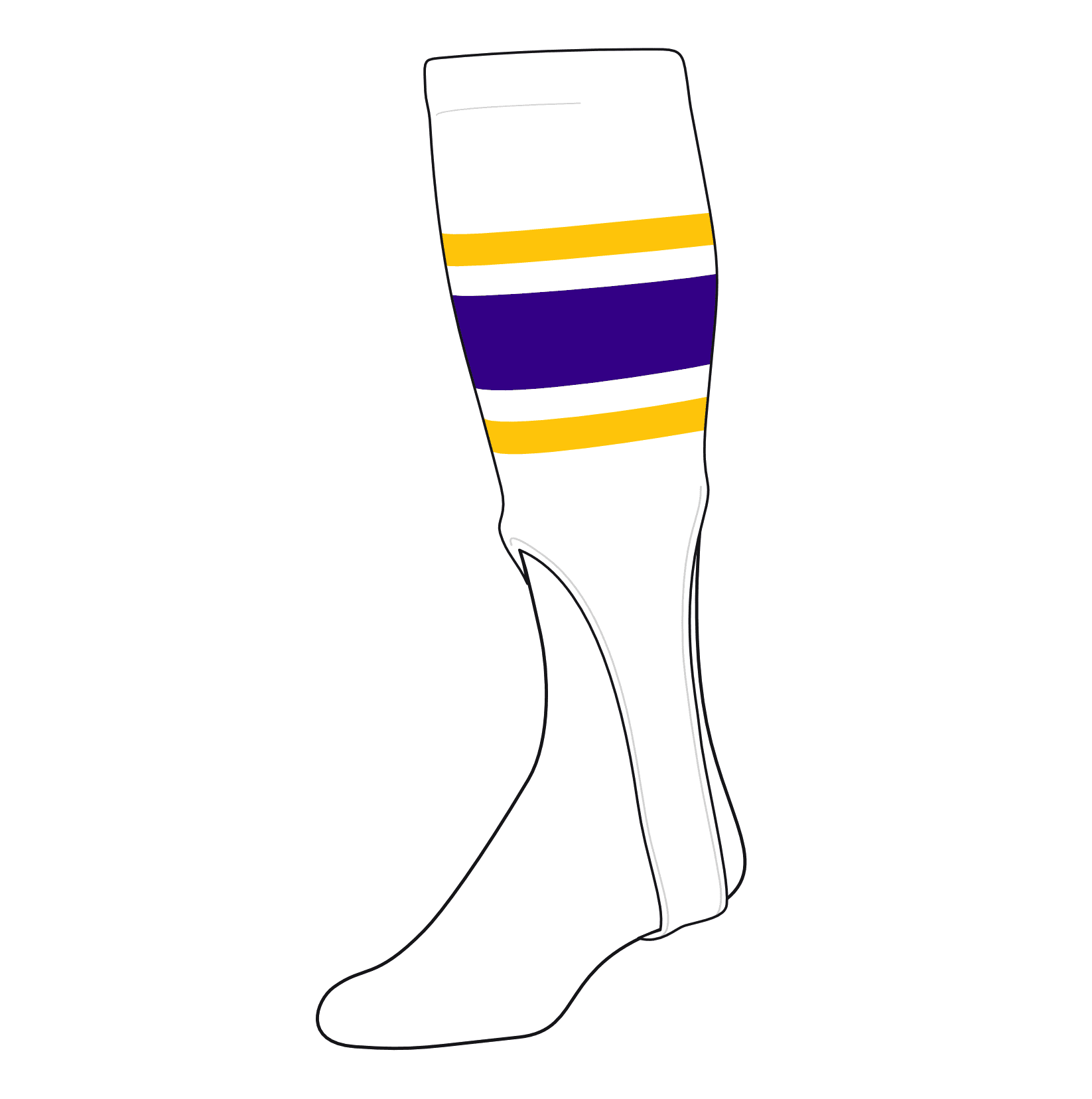 TCK Baseball Stirrups Large (300E, 9in) White, Gold, Purple