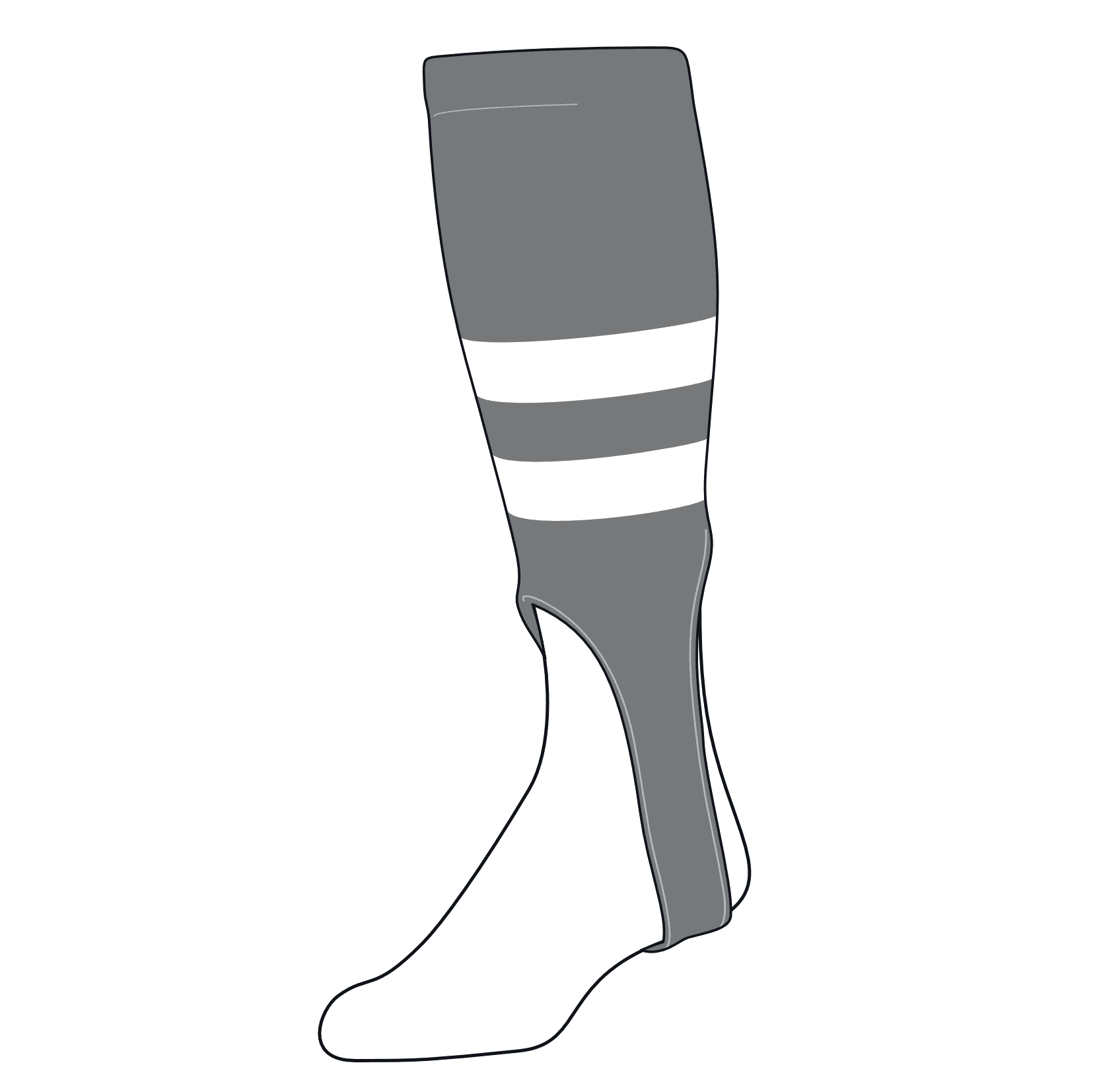 TCK Baseball Stirrups Large (300G, 7in) Dk Grey, White, Dk Grey