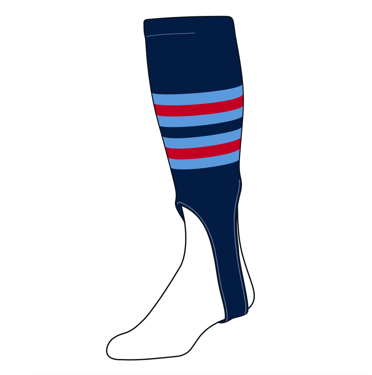 TCK Baseball Stirrups Large (300I, 7in) Navy, Baby Blue, Red