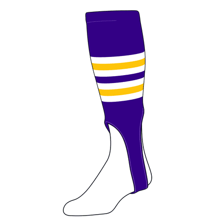 TCK Baseball Stirrups Large (300I, 7in) Purple, White, Gold