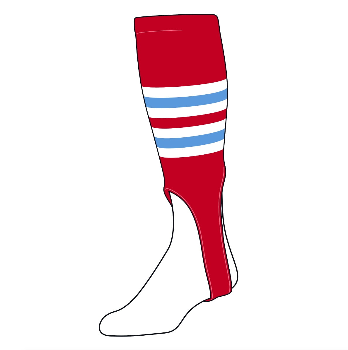 TCK Baseball Stirrups Large (300I, 7in) Red, White, Baby Blue