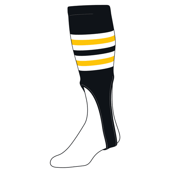 TCK Baseball Stirrups Large (300I, 9in) Black, White, Gold