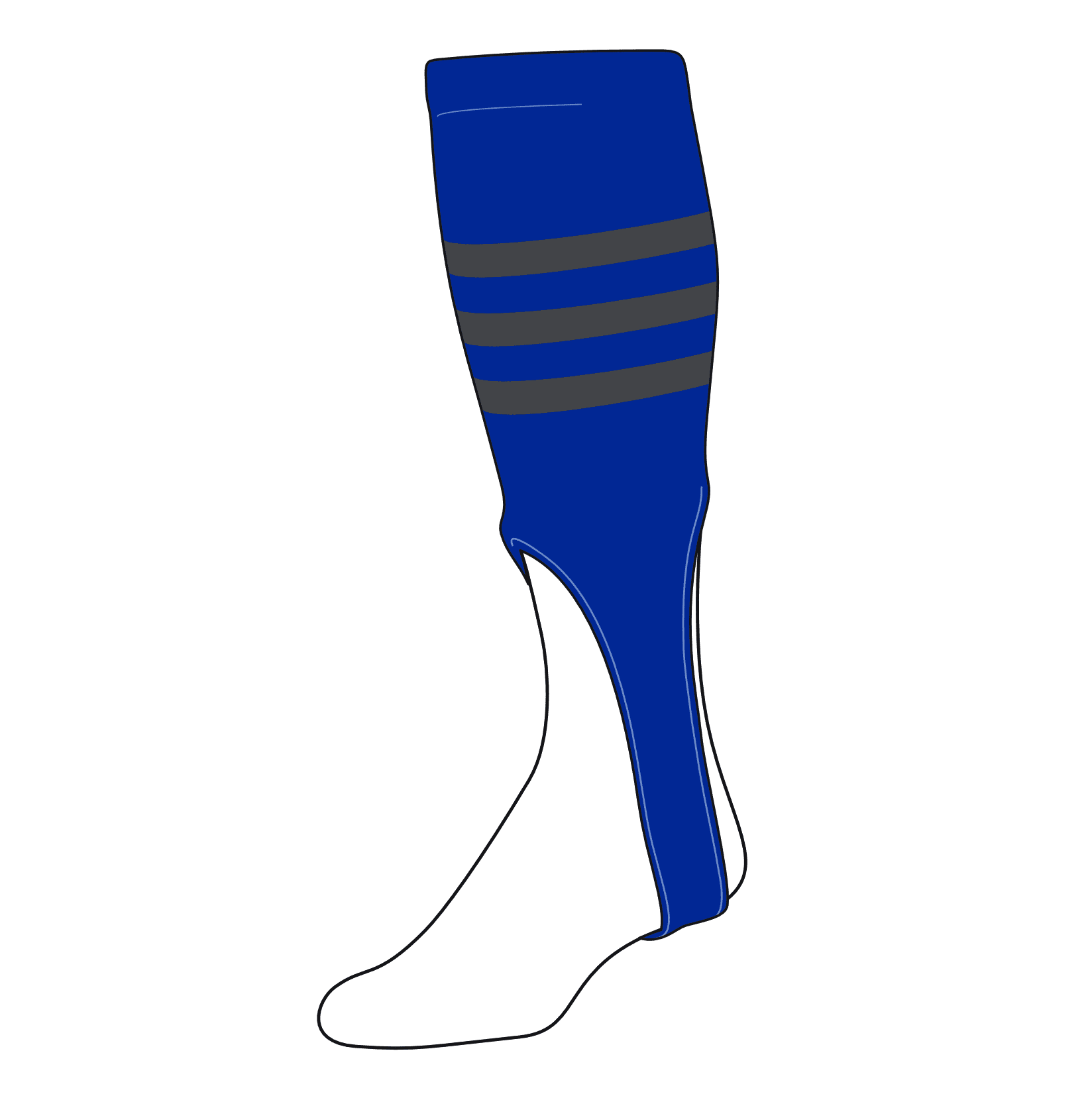 Jarretières Baseball TCK – Medium (7in) – Violet, Graphite, Blanc – Neuves