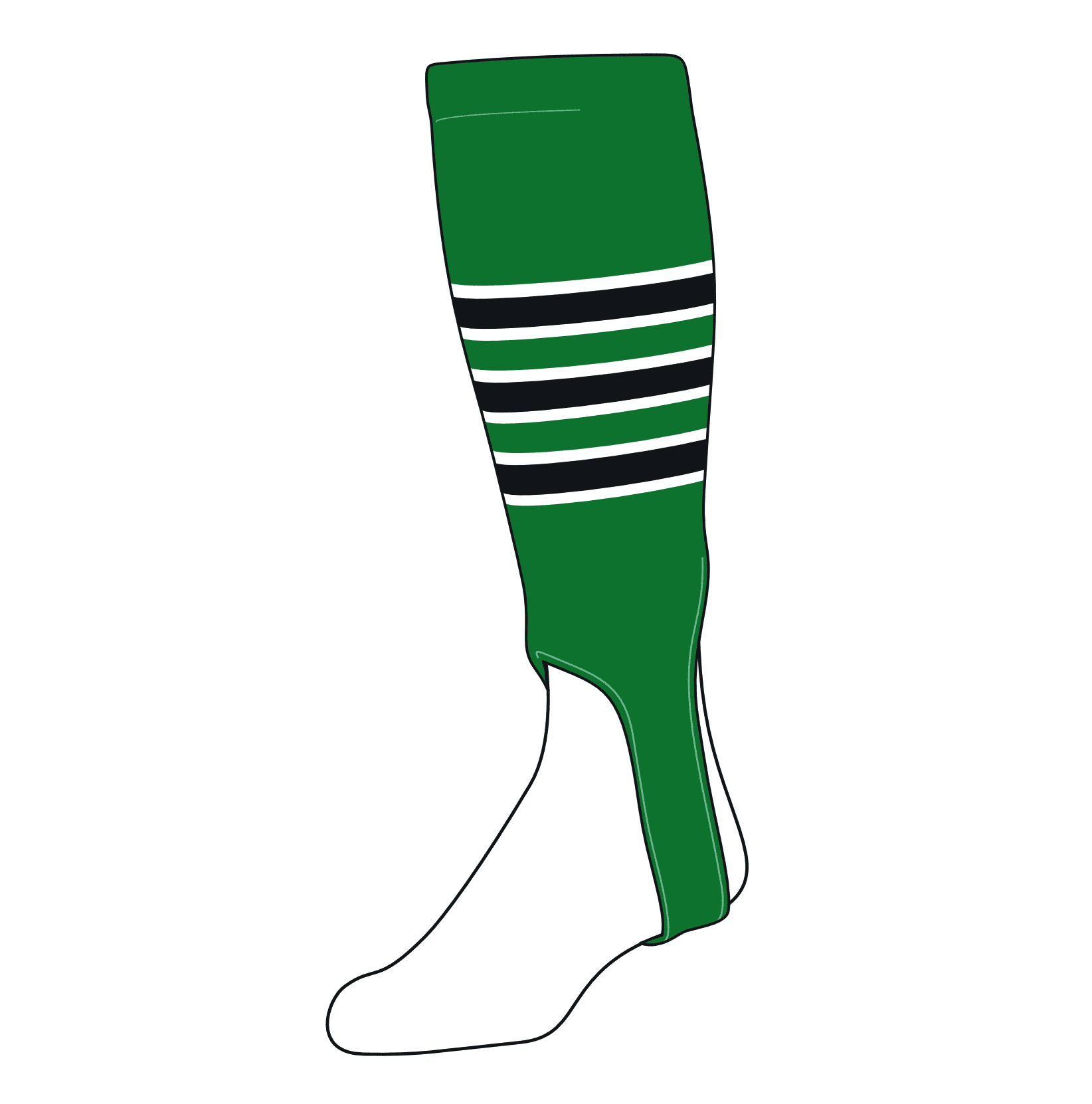 Chaussettes Base-ball TCK – Stirrups Large – Vert Et Noir – 100% Nylon