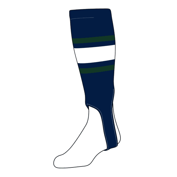 TCK Baseball Stirrups Medium (200E, 5in) Navy, Dk Green, White