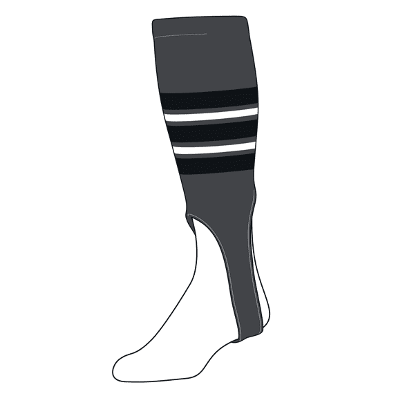 TCK Baseball Stirrups Medium (200F, 7in) Graphite, Black, White