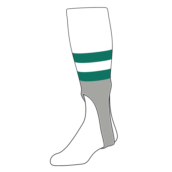 TCK Baseball Stirrups Medium (200G, 7in) White, Teal, Grey