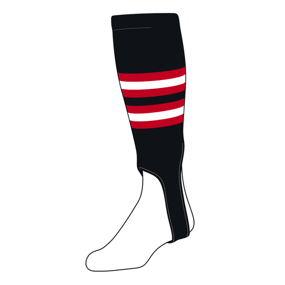 TCK Baseball Stirrups Medium (200I, 5in) Black, Red, White