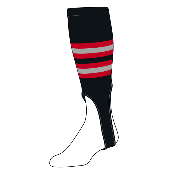 TCK Baseball Stirrups Medium (200I, 7in) Black, Red, Grey