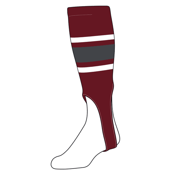 TCK Baseball Stirrups Small/Youth (100E, 6in) Cardinal, White, Graphite