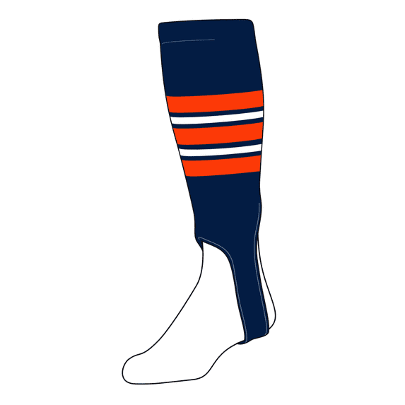 TCK Baseball Stirrups Small/Youth (100F, 5in) Navy, Orange, White