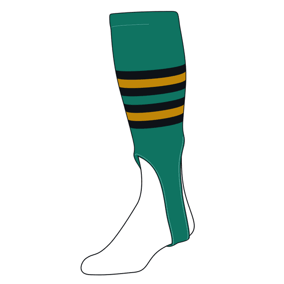 TCK Baseball Stirrups Small/Youth (100I, 6in) Teal, Black, Old Gold