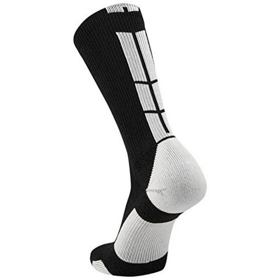 Black Basketball Socks Boys Girls Youth Kids Womens Mens Basketball Socks Football, Baseline Crew (Black - White, X-Large)