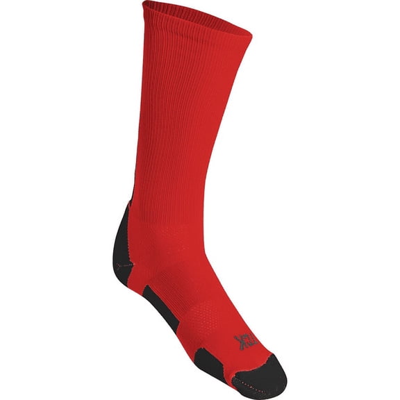 Red Basketball Socks Boys Girls Youth Kids Womens Mens Basketball Socks Football, Baseline Crew (Scarlet Red - Black, X-Large)
