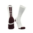 thumbnail image 1 of White Basketball Socks Boys Girls Youth Kids Womens Mens Basketball Socks Football, Baseline Crew (White - Maroon, X-Large), 1 of 2