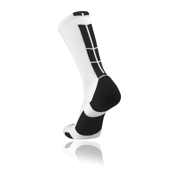 White Basketball Socks Boys Girls Youth Kids Womens Mens Basketball Socks Football, Baseline Crew (White - Black, X-Large)