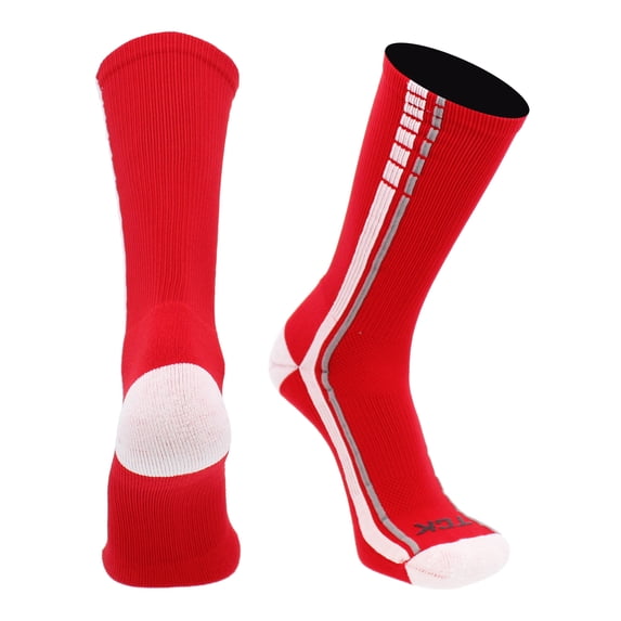 Basketball Socks Elite Turbo Crew (Scarlet/White/Grey, Large)