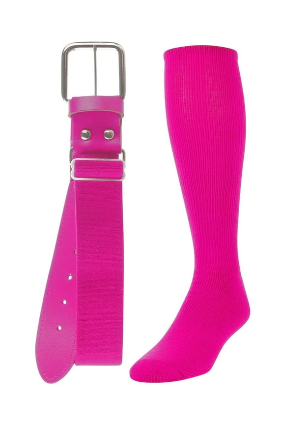 Twin City Baseball Sock & Belt Combo Hot Pink Small