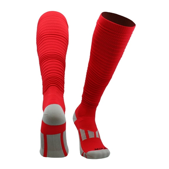 TCK Scrunch Football Knee High Socks - Scarlet