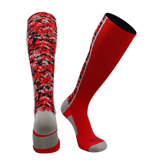 TCK Digital Camo OTC Socks for Youth & Adults - Red, X-Large