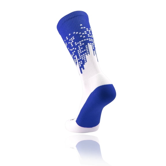 TCK Downtown Elite Crew Socks - Basketball, Football, Lacrosse, Sport Style (Royal White, Large (MEN 9-12, LADIES 10-13))