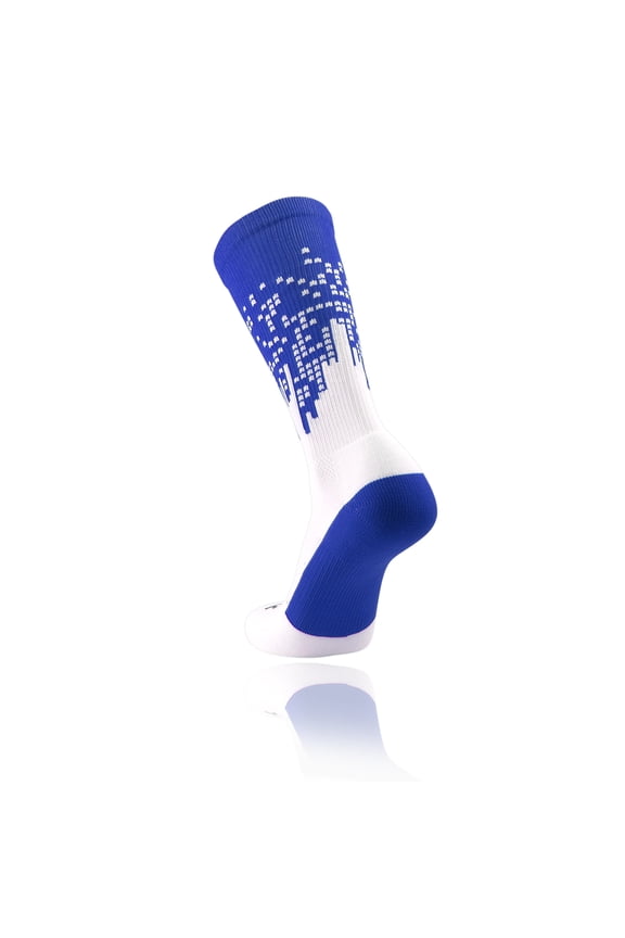 Downtown Elite Crew Socks - Basketball, Football, Lacrosse, Sport Style (Royal White, Large (MEN 9-12, LADIES 10-13))