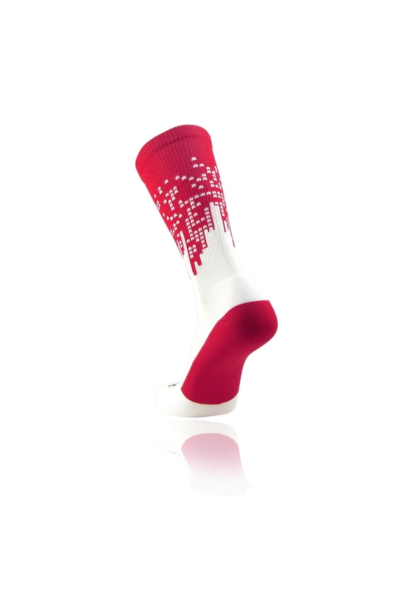Downtown Elite Crew Socks - Basketball, Football, Lacrosse, Sport Style (Scarlet White, Medium (MEN 6-9, LADIES 7-10))