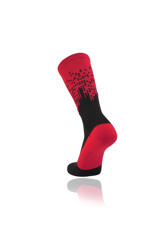 Downtown Elite Crew Socks - Basketball, Football, Lacrosse, Sport Style (Scarlet Black, Small (YOUTH 12-5, LADIES 4-7))