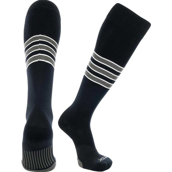 TCK Dugout Knee High Socks - Black White Graphite