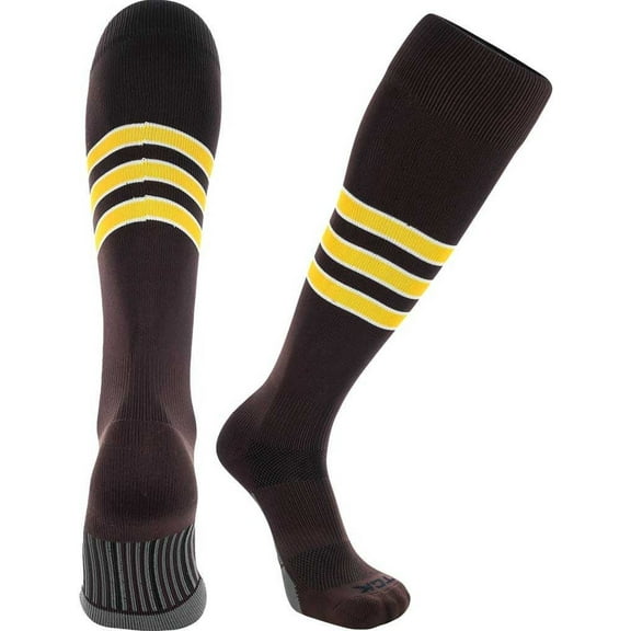 TCK Dugout Knee High Socks - Brown White Gold