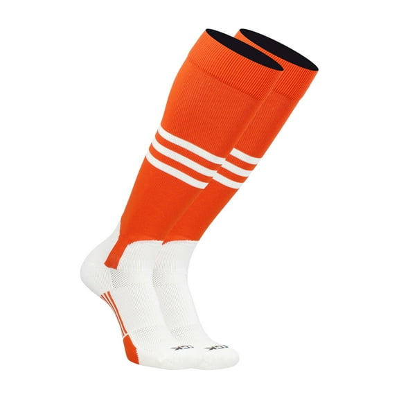 TCK Baseball Stirrup Socks with Stripes - Orange/White, Medium