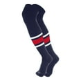 thumbnail image 1 of TCK Dugout Striped Over the Knee Baseball Socks Pattern E - Navy White Scarlet, 1 of 2