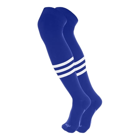 TCK Dugout Striped Over the Knee Baseball Socks - Royal White