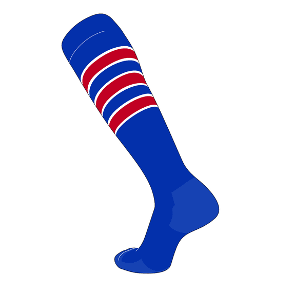 TCK Elite Baseball Football Knee High Striped Socks (D) AirForce Blue, White, Red (L)