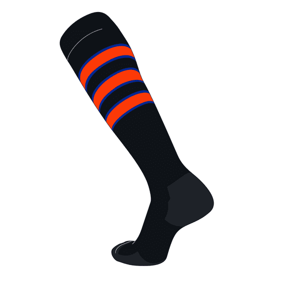 TCK Elite Baseball Football Knee High Striped Socks (D) Black, Royal, Orange (L)