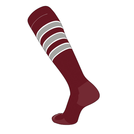 TCK Elite Baseball Football Knee High Striped Socks (D) Cardinal, White, Grey (L)