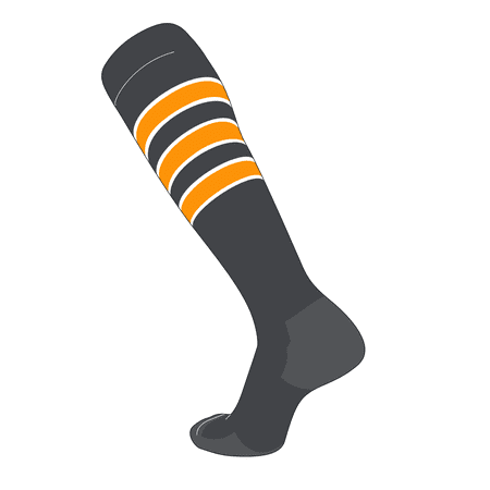 TCK Elite Baseball Football Knee High Striped Socks (D) Graphite, White, Dk Gold (M)
