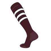 TCK Elite Baseball Football Knee High Striped Socks (D) Maroon, Black, White (XL)