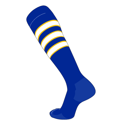 TCK Elite Baseball Football Knee High Striped Socks (D) Royal, Gold, White (L)
