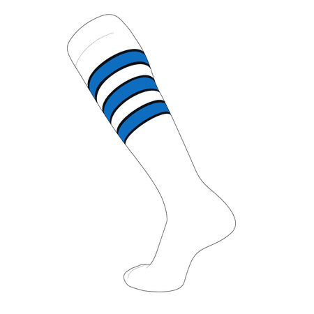TCK Elite Baseball Football Knee High Striped Socks (D) White, Black, Electric Blue (L)