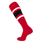 TCK Elite Baseball Football Knee High Striped Socks (E) Red, White, Black (S)