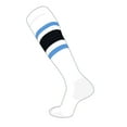 thumbnail image 1 of TCK Elite Baseball Football Knee High Striped Socks (E) White, Baby Blue, Black (S), 1 of 1