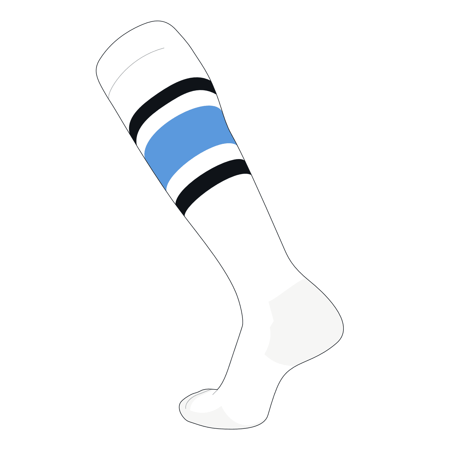 TCK Elite Baseball Football Knee High Striped Socks (E) White, Black