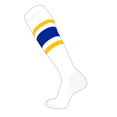 thumbnail image 1 of TCK Elite Baseball Football Knee High Striped Socks (E) White, Gold, Royal (M), 1 of 1