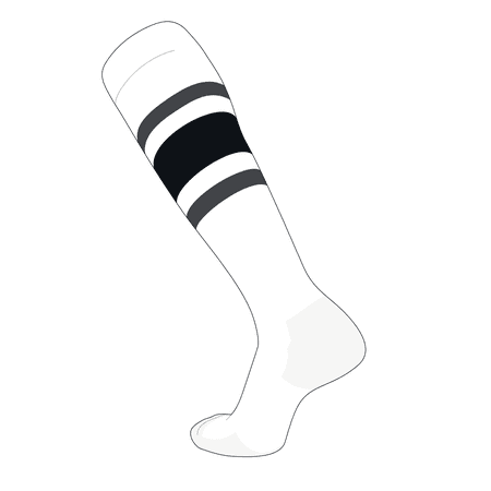TCK Elite Baseball Football Knee High Striped Socks (E) White, Graphite, Black (M)