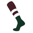 thumbnail image 1 of TCK Elite Baseball Football Knee High Striped Socks (G) Maroon, White, Dk Green (XL), 1 of 1