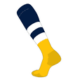 thumbnail image 1 of TCK Elite Baseball Football Knee High Striped Socks (G) Navy, White, Gold (L), 1 of 1