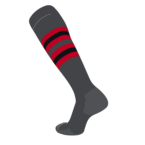 TCK Elite Baseball Football Knee High Striped Socks (I) Graphite, Red, Black (M)