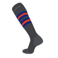 thumbnail image 1 of TCK Elite Baseball Football Knee High Striped Socks (I) Graphite, Royal, Orange (M), 1 of 1